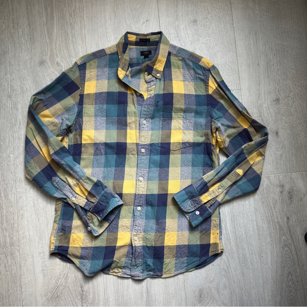 J. Crew Blue and Yellow Casual Button Down Shirt